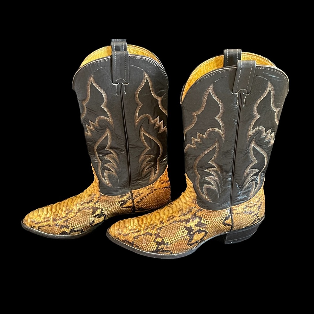 Nocona Python Skin and Leather Western Style Boots. Size 12D